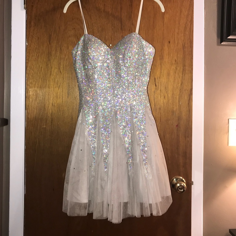 Semi formal silver dress